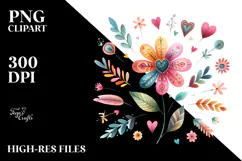 Simple Colorful Heart Flower PNG Product Image 2