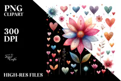 Colorful Simple Boho Flower with Heart Petals PNG Product Image 2