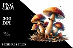 Detailed Watercolor Mushroom Splash PNG Product Image 1