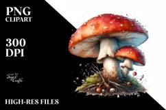 Detailed Watercolor Mushroom Splash PNG Product Image 3