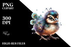 Baby Peacock with Big Eyes PNG Product Image 2