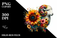 Abstract Lamb with Sunflower Body, PNG Product Image 3