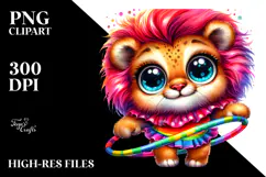 Vibrant Cute Lion with Hula Hoop PNG Product Image 2
