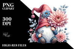 Cute Gnome with Chrysanthemum PNG Product Image 2