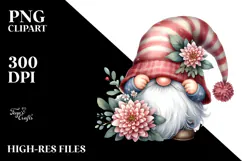 Cute Gnome with Chrysanthemum PNG Product Image 2