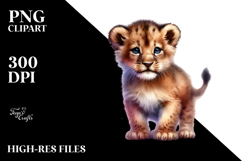 Baby Lion with Big Eyes PNG Product Image 2