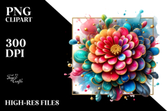 Abstract Colorful Zinnia Frame PNG Product Image 2