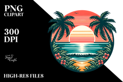 Retro Tropical Beach Sunset PNG Product Image 2
