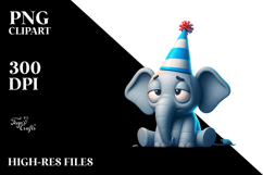 Goofy Elephant with Party Hat PNG Product Image 2