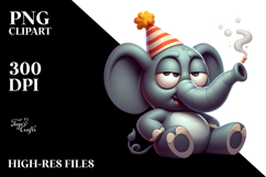 Goofy Elephant with Party Hat PNG Product Image 2