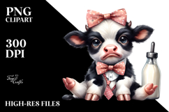 Cute Cow with Bow Tie PNG Product Image 2
