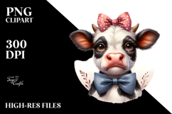 Disgusted Cow with Bow Tie PNG Product Image 2