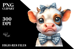 Baby Cow with Bow and Tie, Transparent PNG Product Image 2