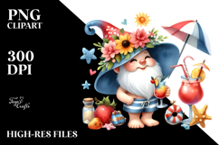 Gnome Drinking Cocktail with Beachwear, PNG Product Image 2