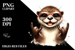 Funny Cute Otter Smiling with Sunglasses Clipart Product Image 3