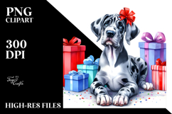 Vibrant Great Dane with Christmas Gifts Product Image 2