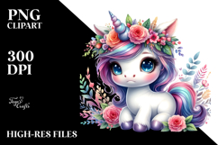 Cute Baby Unicorn with Cool Haircut, Transparent PNG Product Image 2