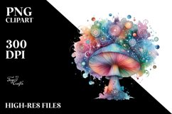 Magical Celestial Mushroom Watercolor Clipart Product Image 1
