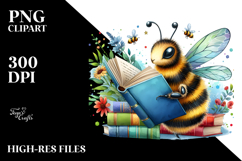 Vibrant Bee Reading a Book Clipart Product Image 2