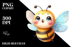 Funny Whimsical Bee White Background Clipart Product Image 2