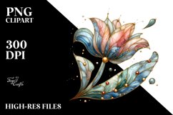 Stained Tulip | Marble Watercolor Clipart Product Image 1