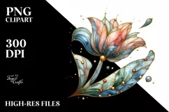 Stained Tulip | Marble Watercolor Clipart Product Image 1