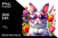 Easter Bunny with Heart-shaped Sunglasses, Digital Painting Product Image 2