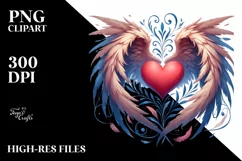 Digital Painting Heart with Wings, PNG Product Image 2