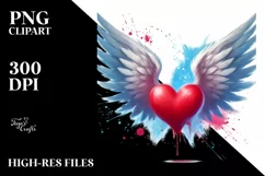 Digital Painting Heart with Wings, PNG Product Image 2