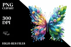 Vibrant Butterfly with Flowers, PNG Product Image 3