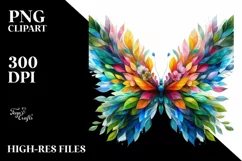 Vibrant Butterfly with Flowers, PNG Product Image 3
