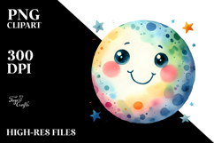 Simple Colorful Smiling Half Moon Moon PNG Product Image 2