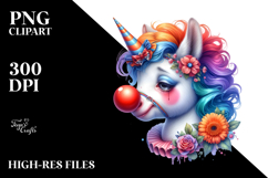 Colorful Baby Unicorn Clown Nose PNG Product Image 2