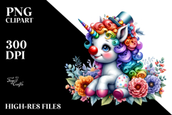 Colorful Baby Unicorn Clown Nose PNG Product Image 2