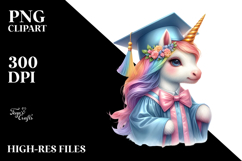 Colorful Baby Unicorn Graduation Gown PNG Product Image 2
