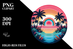 Retro Tropical Rainbow Sunset PNG Product Image 2
