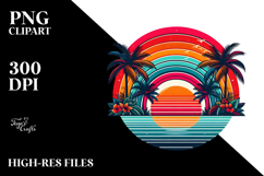 Retro Tropical Rainbow Sunset PNG Product Image 2