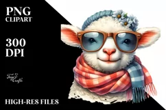 Watercolor Cute Lamb Portrait | Clipart Product Image 1