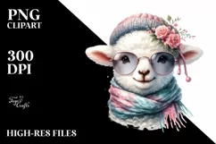 Watercolor Cute Lamb Portrait | Clipart Product Image 3