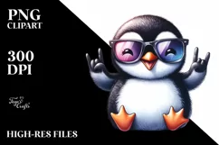 Funny Cute Penguin Smiling with Sunglasses Clipart Product Image 1