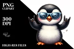 Funny Cute Penguin Smiling with Sunglasses Clipart Product Image 1