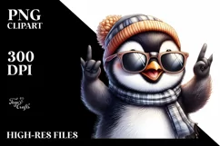 Funny Cute Penguin Smiling with Sunglasses Clipart Product Image 1