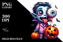 Funny Vampire in Pajamas, Cartoonish PNG Product Image 2