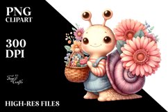 Detailed Baby Snail Basket Flowers Gerbera Bouquet | Clipart Product Image 3
