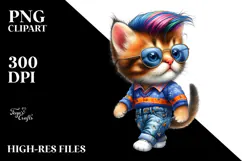 Watercolor Style Funny Cat, Transparent PNG Product Image 2