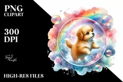 Whimsical Baby Dog in Bubble | Sublimation Clipart Product Image 1