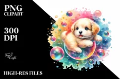 Whimsical Baby Dog in Bubble | Sublimation Clipart Product Image 1