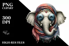 Funny Cute Elephant Portrait Smiling Clipart Product Image 1