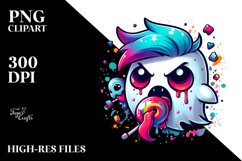 Funny Chibi-Style Ghost with Eyeball Candy PNG Product Image 2