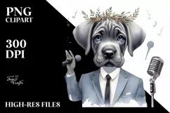 Watercolor Great Dane Pop Singer | Clipart Product Image 1